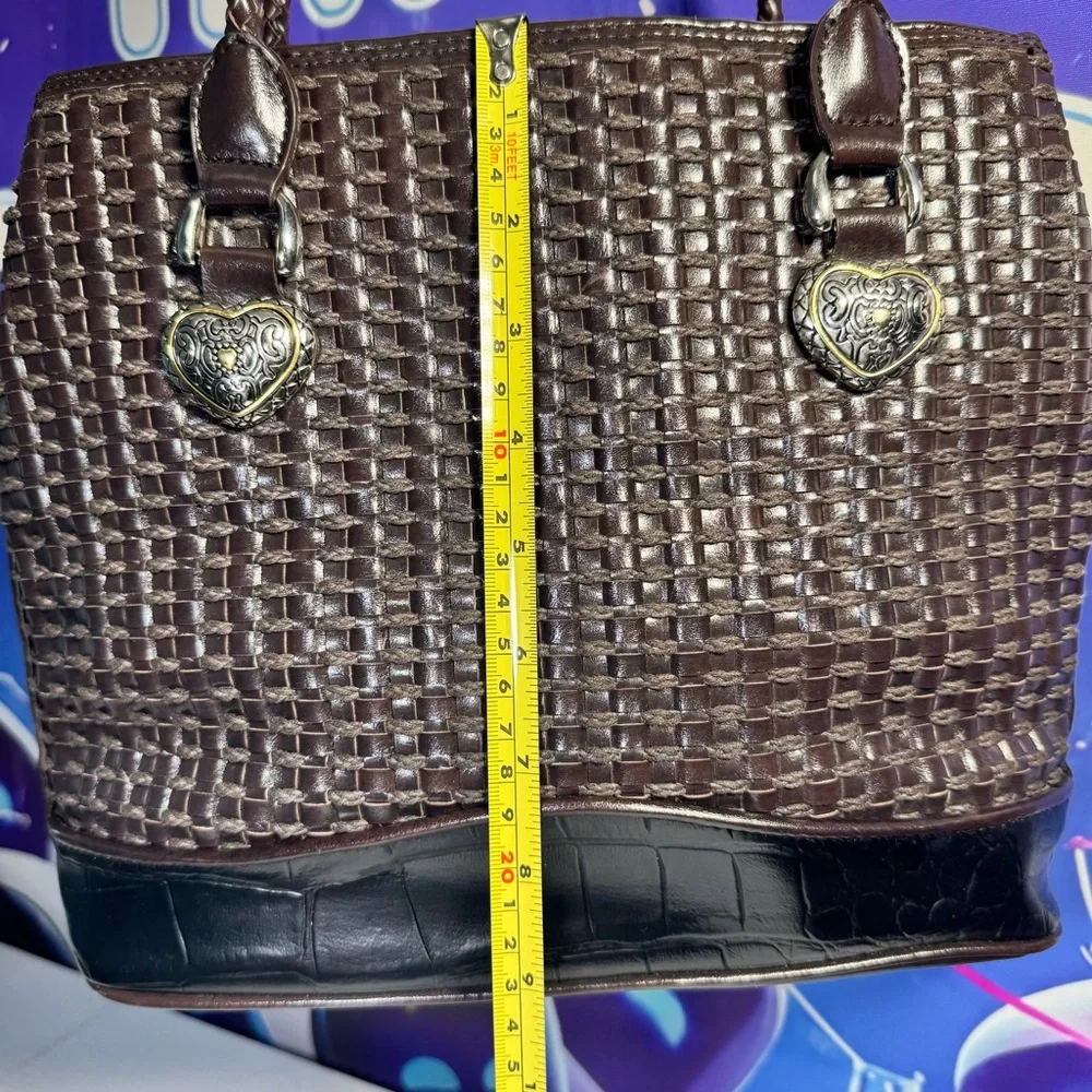 Vegan Marla Boho Woven Faux Leather Hobo Brown Faux Braided EUC Vintage 90’